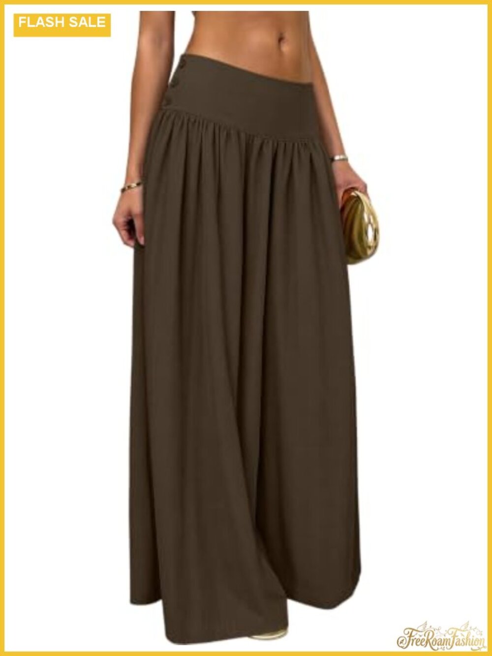 ZAFUL Women Palazzo Pants High Elastic Smocked Waist Wide Leg Dressy Pants